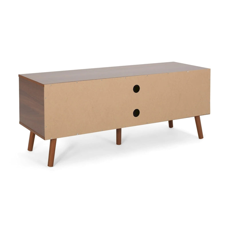 Mobile TV Mid-Century bianco e noce per televisori da 40", 3 cassetti