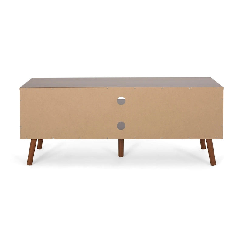 Mobile TV Mid-Century bianco e noce per televisori da 40", 3 cassetti