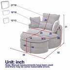 Poltrona girevole a barilotto beige con pouf contenitore, 1 posto