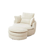 Poltrona girevole a barilotto beige con pouf contenitore, 1 posto