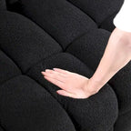 Divano a 3 posti con braccioli quadrati in bouclé nero / verde / bianco