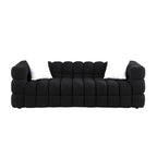 Divano a 3 posti con braccioli quadrati in bouclé nero / verde / bianco