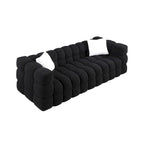 Divano a 3 posti con braccioli quadrati in bouclé nero / verde / bianco