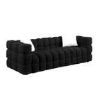 Divano a 3 posti con braccioli quadrati in bouclé nero / verde / bianco