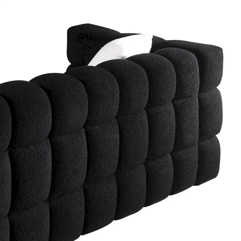Divano a 3 posti con braccioli quadrati in bouclé nero / verde / bianco