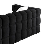 Divano a 3 posti con braccioli quadrati in bouclé nero / verde / bianco