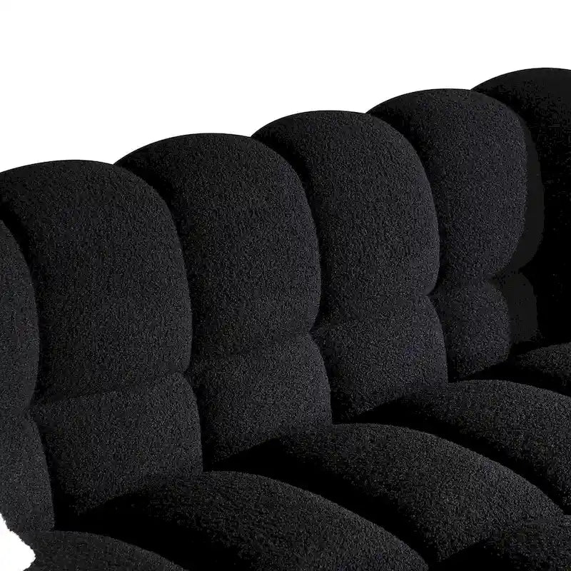 Divano a 3 posti con braccioli quadrati in bouclé nero / verde / bianco