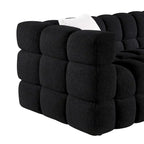 Divano a 3 posti con braccioli quadrati in bouclé nero / verde / bianco