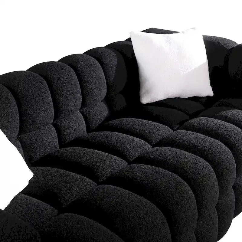 Divano a 3 posti con braccioli quadrati in bouclé nero / verde / bianco