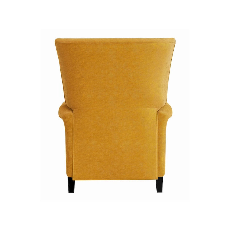 Poltrona reclinabile a spinta con schienale ad ali, color giallo senape, 1 posto