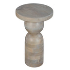 Tavolino rotondo in legno di mango naturale marrone/beige, con base a piedistallo