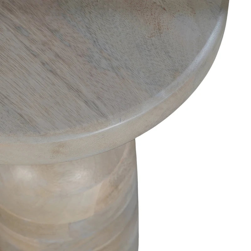 Tavolino rotondo in legno di mango naturale marrone/beige, con base a piedistallo