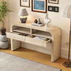 Consolle in legno naturale con lavabo, cassetti e ripiano aperto, assemblaggio per 1 persona