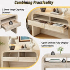 Consolle in legno naturale con lavabo, cassetti e ripiano aperto, assemblaggio per 1 persona