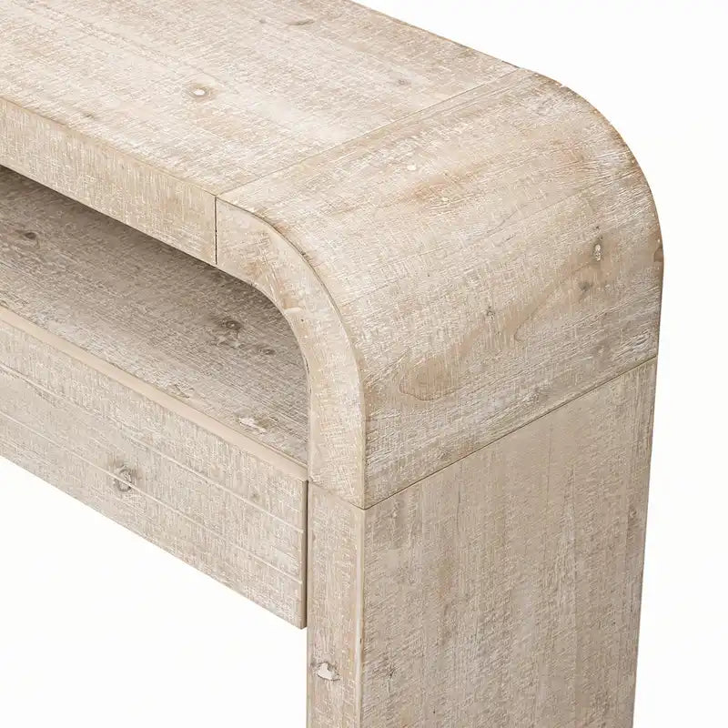 Consolle in legno naturale con lavabo, cassetti e ripiano aperto, assemblaggio per 1 persona