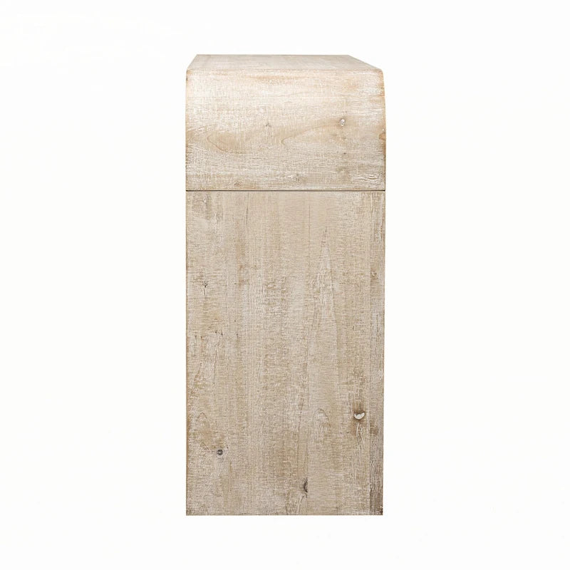 Consolle in legno naturale con lavabo, cassetti e ripiano aperto, assemblaggio per 1 persona