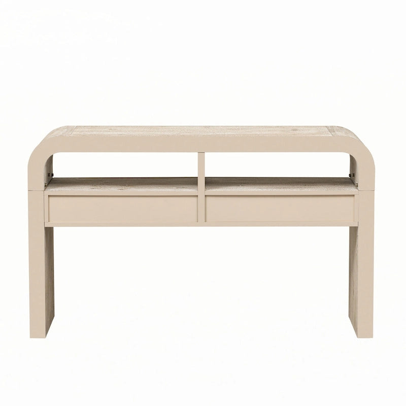 Consolle in legno naturale con lavabo, cassetti e ripiano aperto, assemblaggio per 1 persona