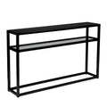 Console in metallo con ripiano e piano in vetro nero – 1 Persona