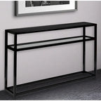 Console in metallo con ripiano e piano in vetro nero – 1 Persona