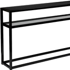 Console in metallo con ripiano e piano in vetro nero – 1 Persona