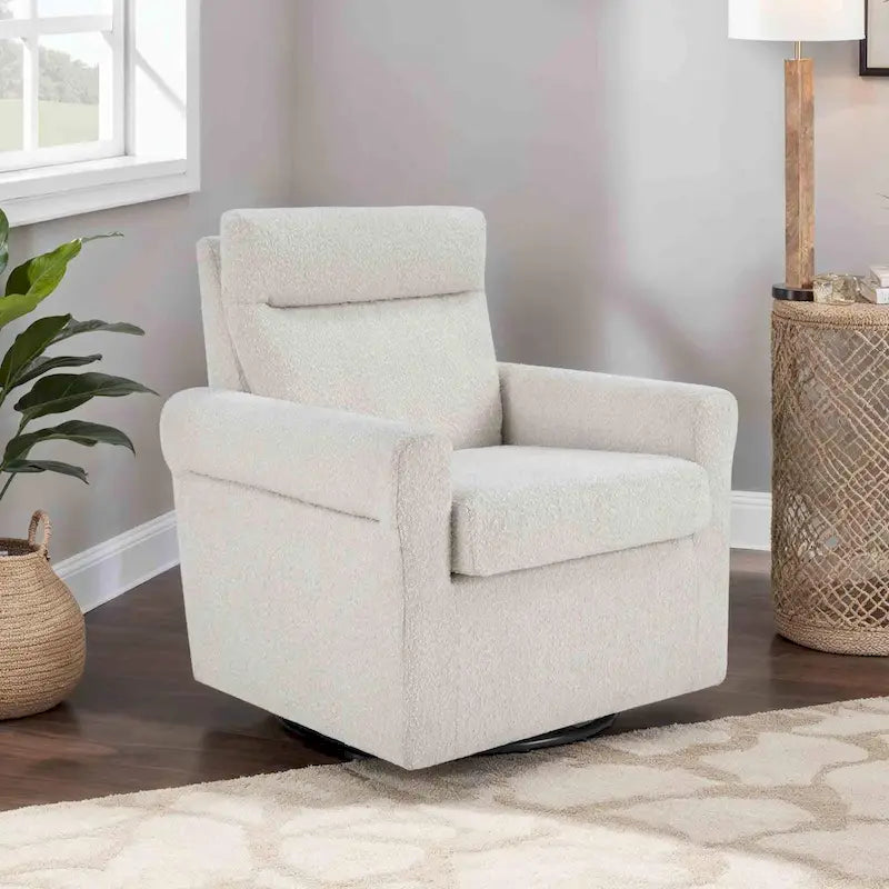 Poltrona girevole accentata in tessuto bouclé/beige, 1 posto
