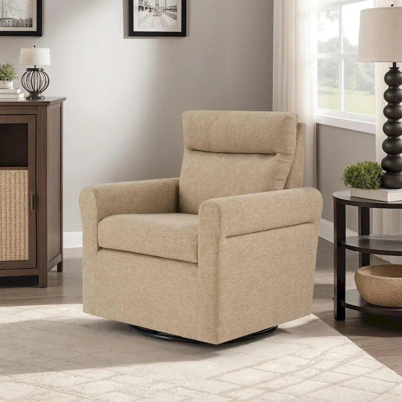 Poltrona girevole accentata in tessuto bouclé/beige, 1 posto