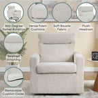 Poltrona girevole accentata in tessuto bouclé/beige, 1 posto