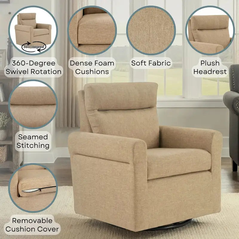 Poltrona girevole accentata in tessuto bouclé/beige, 1 posto