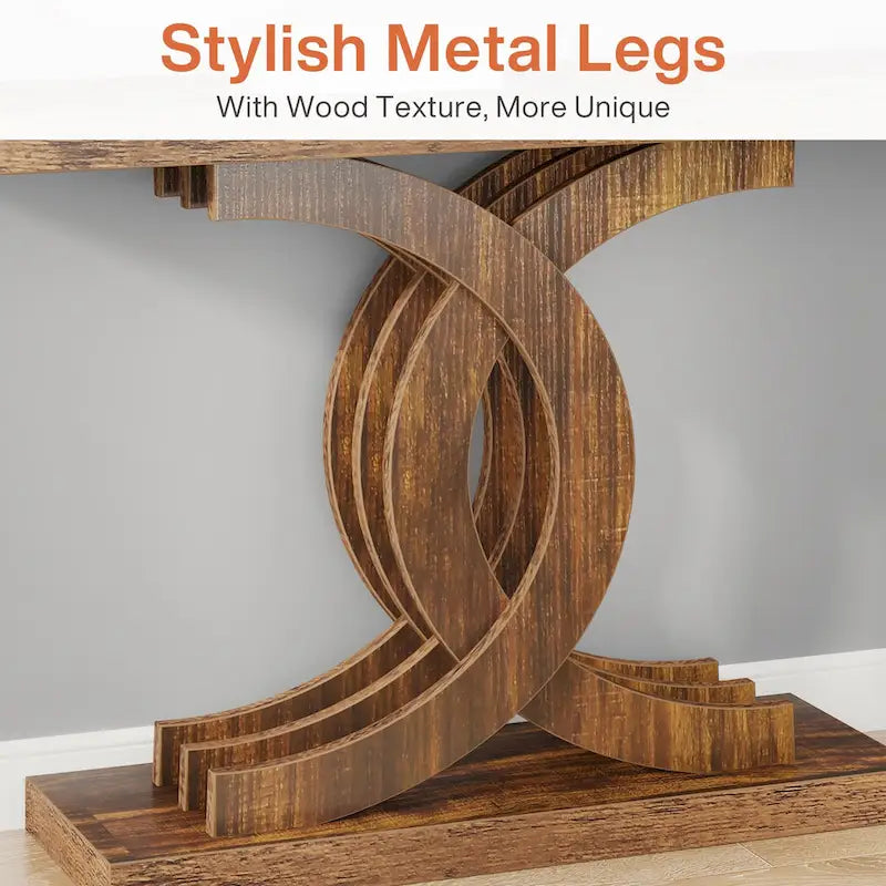 Consolle rustica grigio/marrone con gambe in metallo