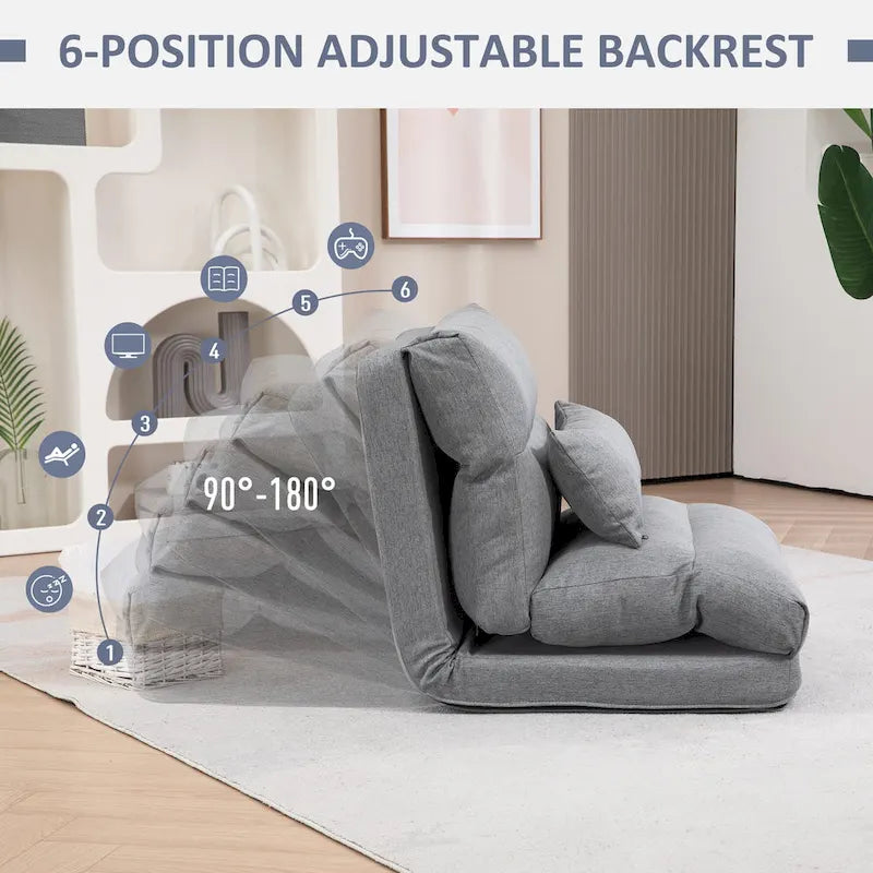 Sedia da pavimento pieghevole/Chaise longue grigia, 1 posto