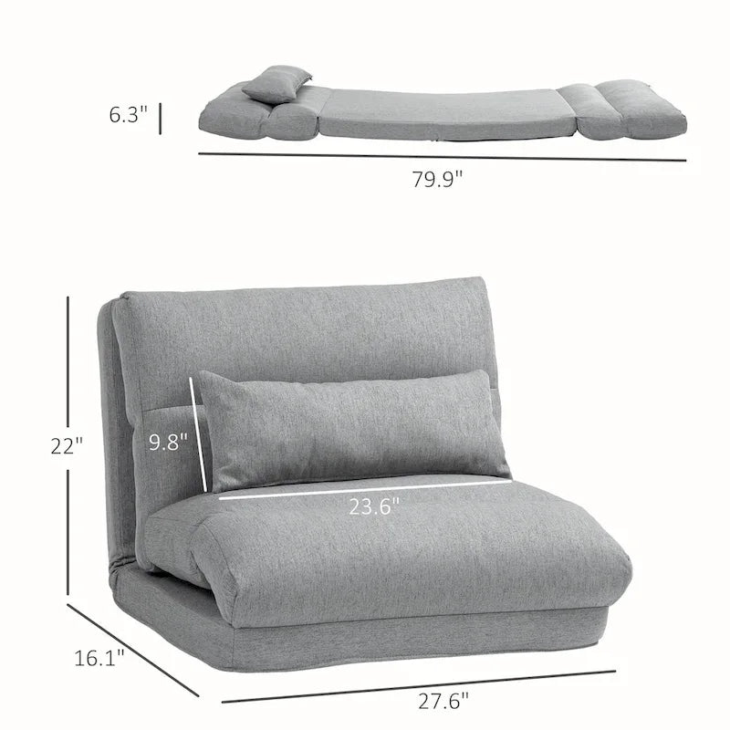 Sedia da pavimento pieghevole/Chaise longue grigia, 1 posto