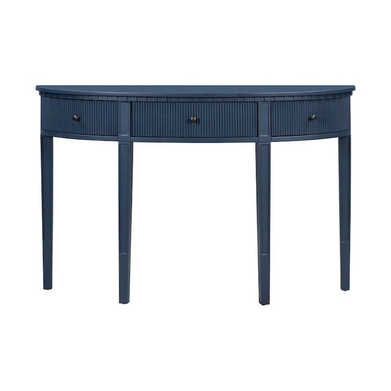 Consolle curva a 3 cassetti Nera/Blu Navy/Bianco Antico