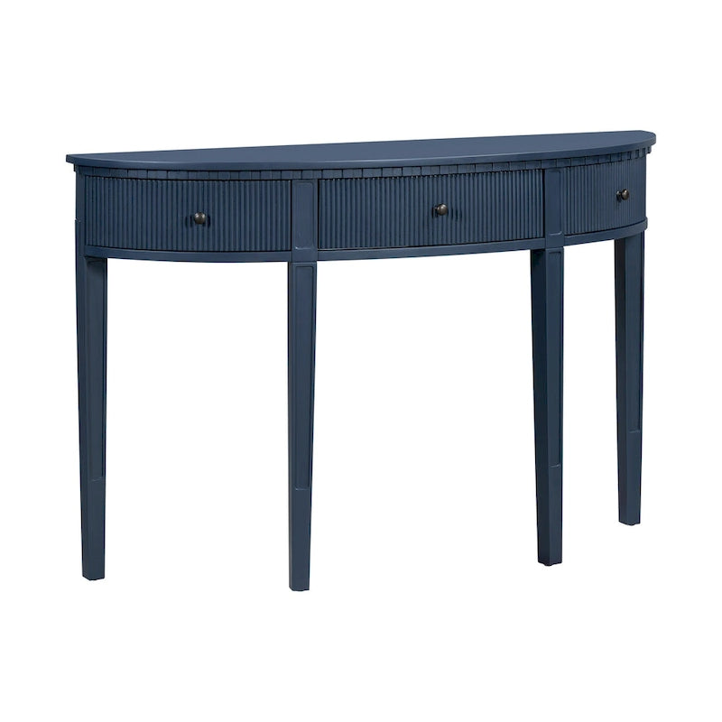 Consolle curva a 3 cassetti Nera/Blu Navy/Bianco Antico