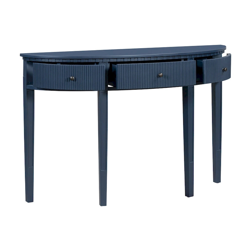 Consolle curva a 3 cassetti Nera/Blu Navy/Bianco Antico