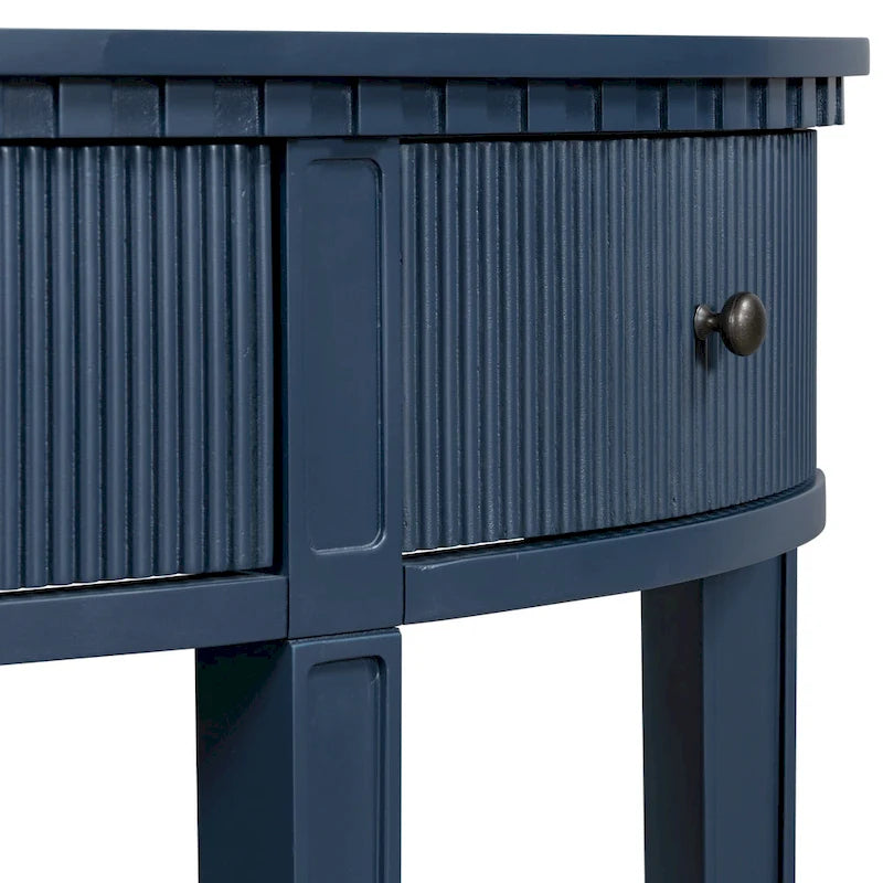 Consolle curva a 3 cassetti Nera/Blu Navy/Bianco Antico