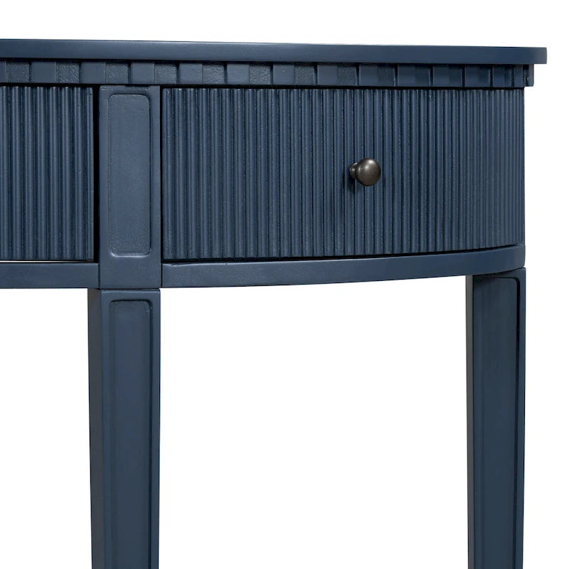 Consolle curva a 3 cassetti Nera/Blu Navy/Bianco Antico