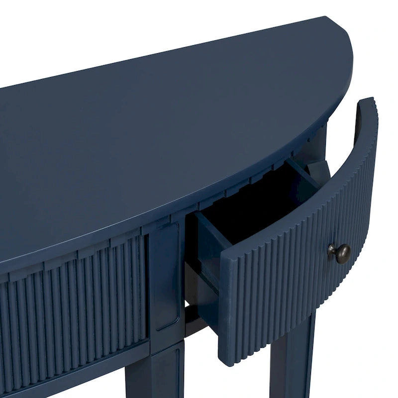 Consolle curva a 3 cassetti Nera/Blu Navy/Bianco Antico