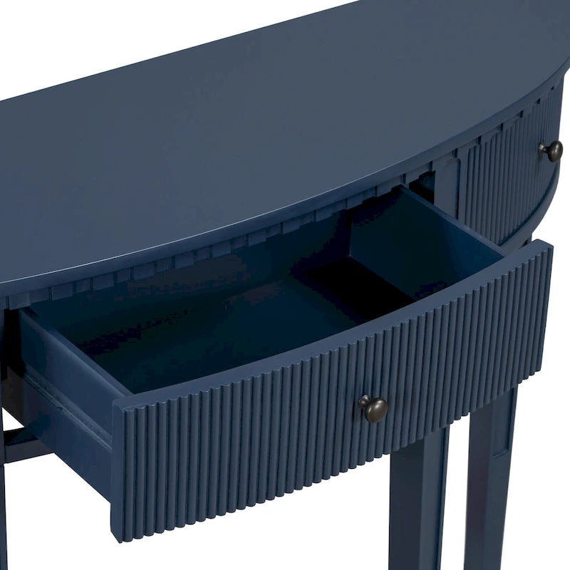 Consolle curva a 3 cassetti Nera/Blu Navy/Bianco Antico