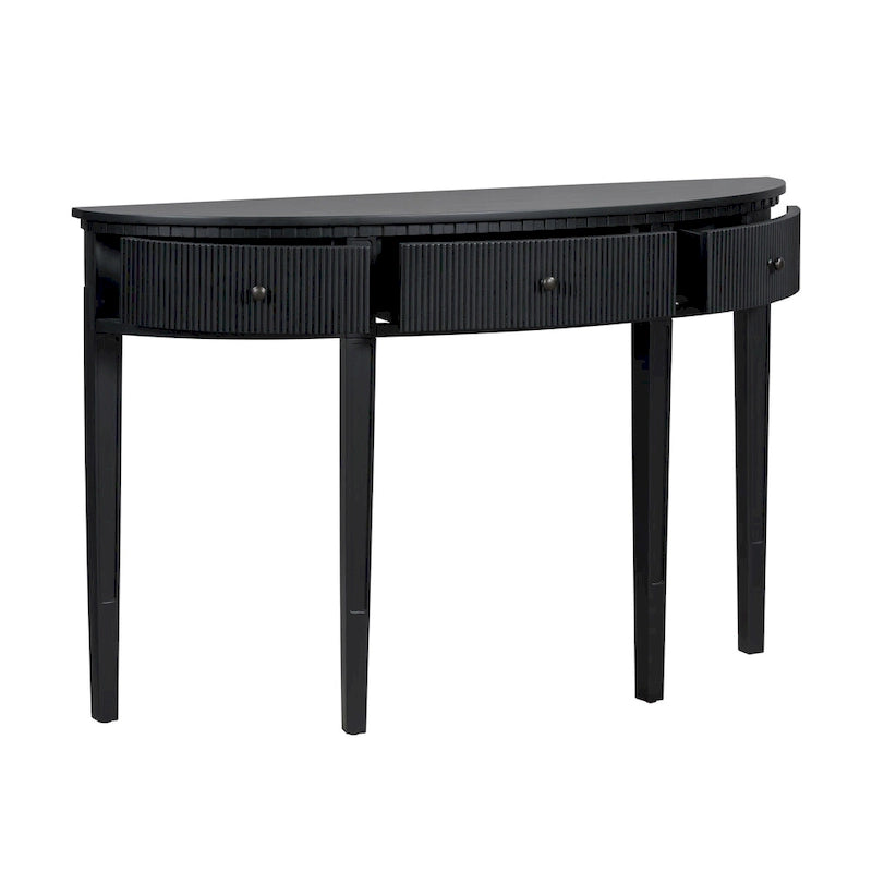 Consolle curva a 3 cassetti Nera/Blu Navy/Bianco Antico