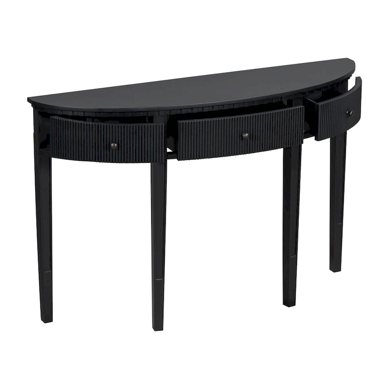 Consolle curva a 3 cassetti Nera/Blu Navy/Bianco Antico