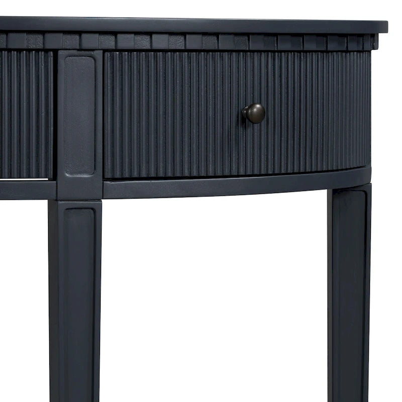 Consolle curva a 3 cassetti Nera/Blu Navy/Bianco Antico