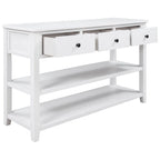 Tavolo Consolle Mid-Century Blu Navy / Bianco Antico / Espresso, 3 Cassetti, Singolo