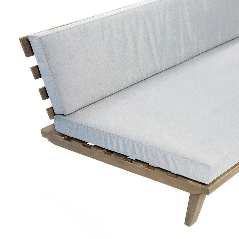 Divano a 2 posti lato destro in legno di acacia minimalista grigio/marrone (per interni/esterni)