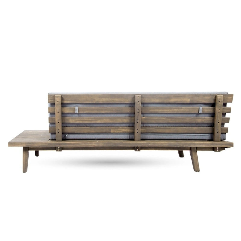 Divano a 2 posti lato destro in legno di acacia minimalista grigio/marrone (per interni/esterni)
