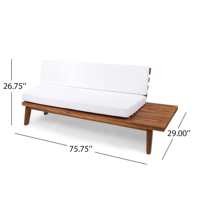 Divano a 2 posti lato destro in legno di acacia minimalista grigio/marrone (per interni/esterni)