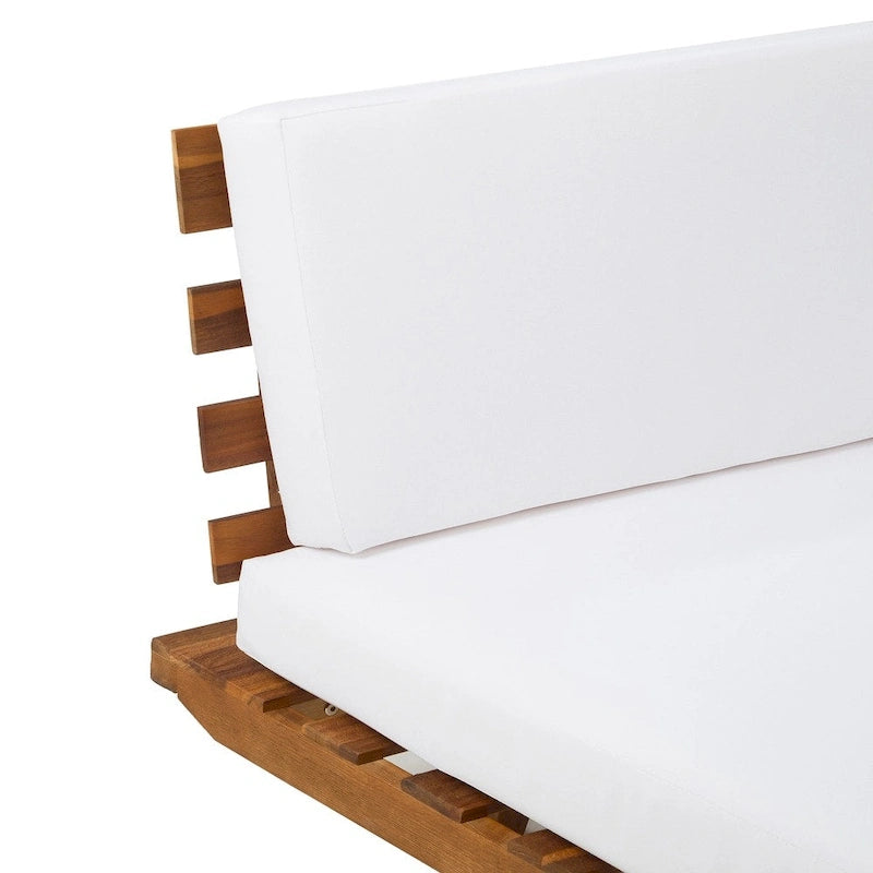 Divano a 2 posti lato destro in legno di acacia minimalista grigio/marrone (per interni/esterni)