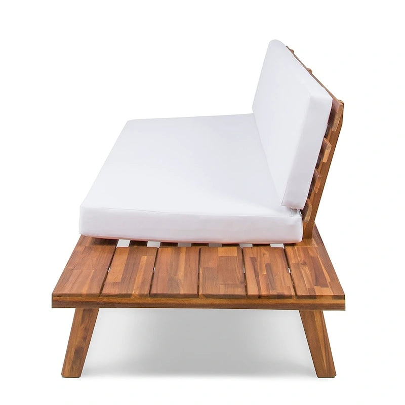 Divano a 2 posti lato destro in legno di acacia minimalista grigio/marrone (per interni/esterni)