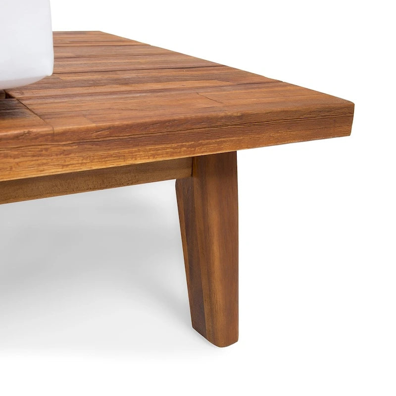 Divano a 2 posti lato destro in legno di acacia minimalista grigio/marrone (per interni/esterni)