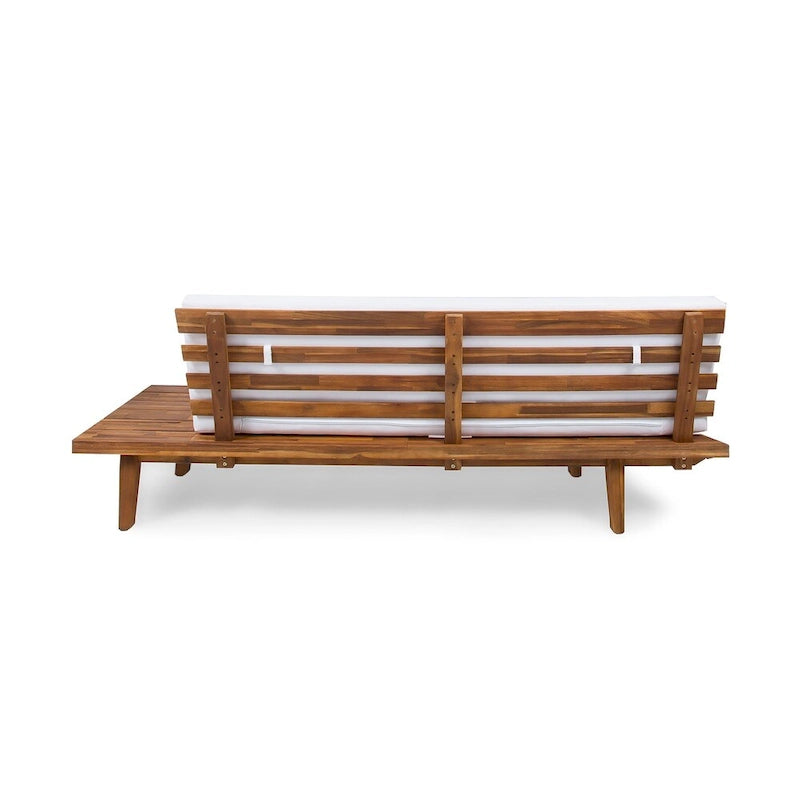 Divano a 2 posti lato destro in legno di acacia minimalista grigio/marrone (per interni/esterni)