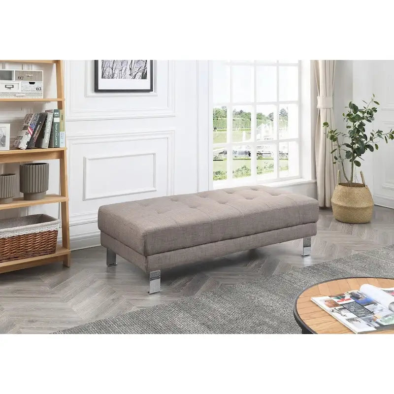Ottomano in twill oversize, trapuntato a bottoni, 1 posto